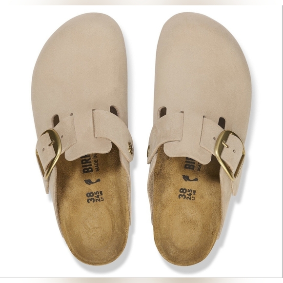 Size 7-7.5 NEW BIRKENSTOCK Boston Big Buckle Nubuck Leather-Sandcastle EU38 - Picture 4 of 16